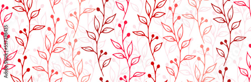 Berry bush sprouts natural vector seamless pattern. Beautiful herbal graphic ...