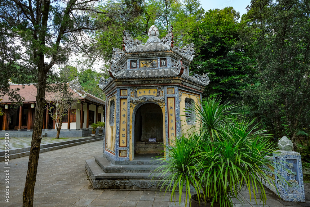 Hue, Vietnam - December 25, 2022: Views of the Tu Hieu Pagoda in Hue, Vietnam.