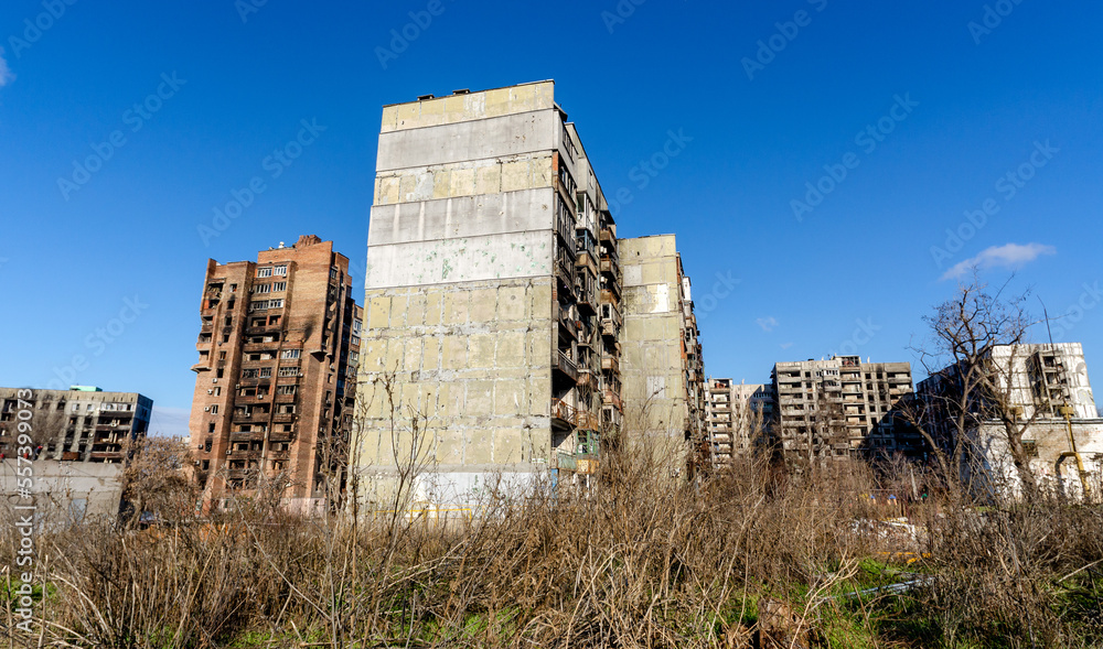 destroyed and burned houses in the city Russia Ukraine war destroyed and burned houses in the city Russia Ukraine war