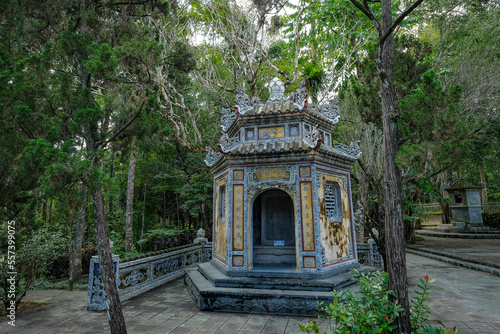 Hue, Vietnam - December 25, 2022: Views of the Tu Hieu Pagoda in Hue, Vietnam.