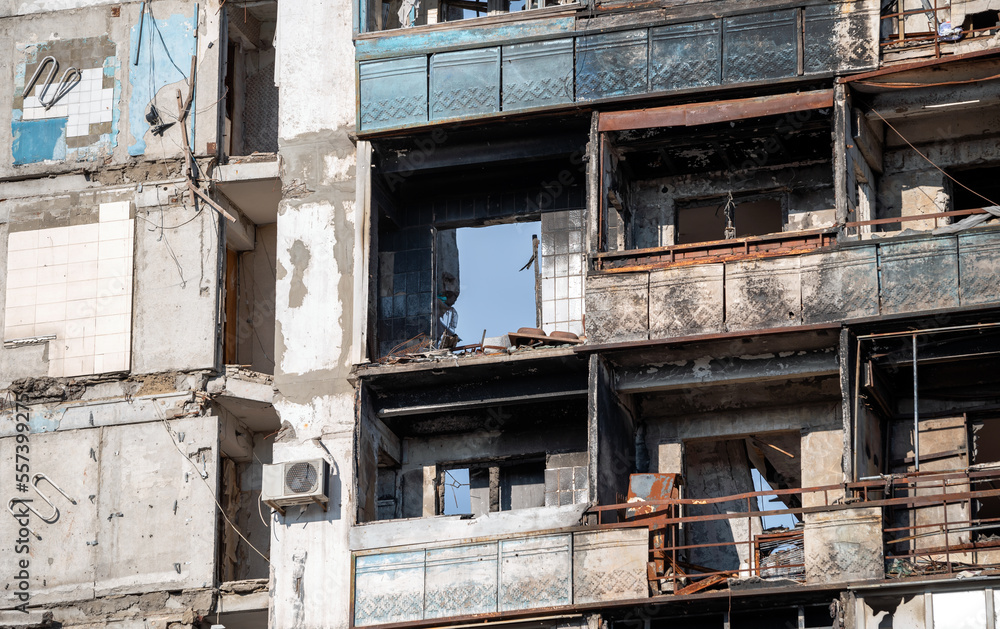 destroyed and burned houses in the city Russia Ukraine war destroyed and burned houses in the city Russia Ukraine war