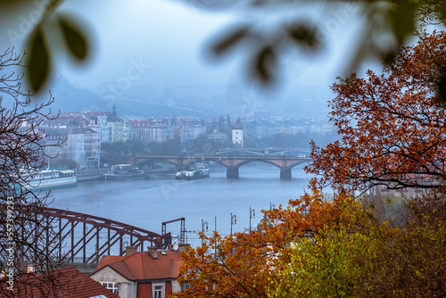 Prague bridges in autumn