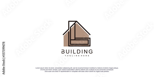 Simple building logo with initial L design icon vector illustration