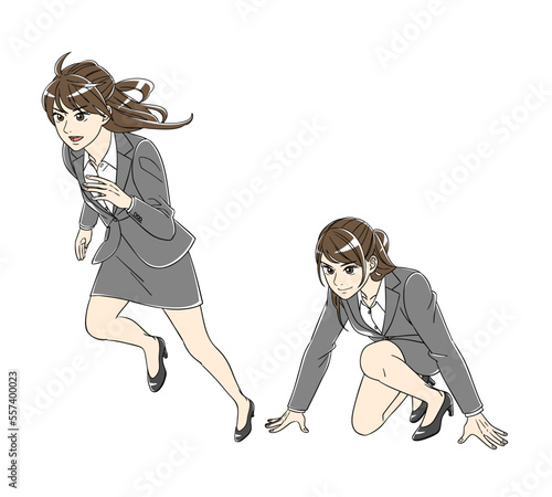 走り出す女性会社員