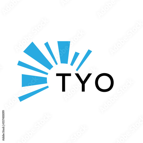 TYO letter logo. TYO blue image on white background and black letter. TYO technology  Monogram logo design for entrepreneur and business. TYO best icon.
 photo