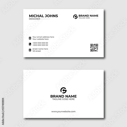 Minimal business card print template design. Black color and simple clean layout. black business card clean design vector template