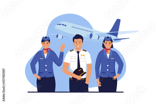 Flight illustration design concept. Illustration for website, landing page, mobile app, poster and banner. Trendy flat vector illustration