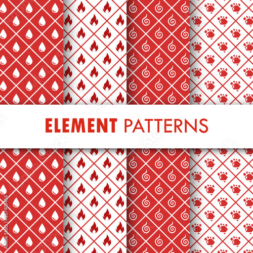 Set draw simple four element patterns for your fabric and textile. water, fire, wind, earth