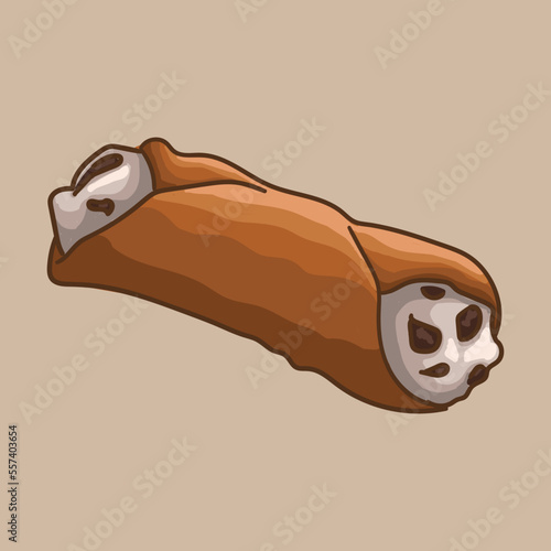 Wafer crispy tube Cannoli with filling. Traditional Italian pastries