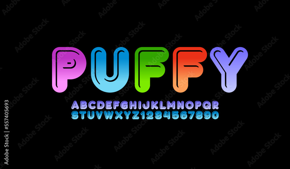 Child font, bright alphabet, modern letters and numbers Child font, bright alphabet, modern letters and numbers