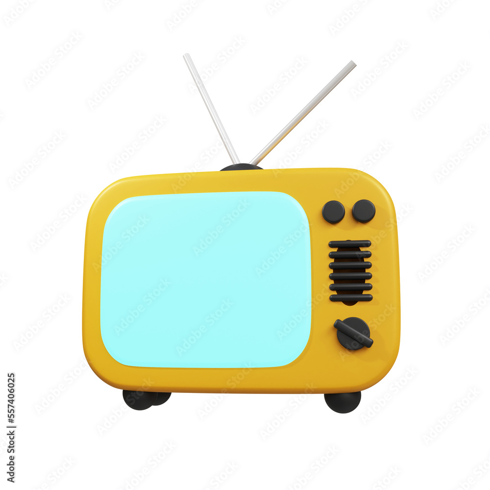 yellow retro tv set 3d render design yellow retro tv set 3d render design
