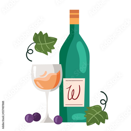 wine drink bottle and cup