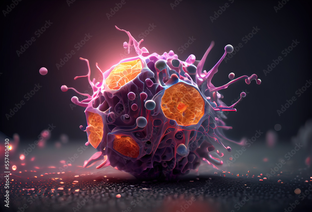 Generative AI illustration of cancer cell attacking another cell ...