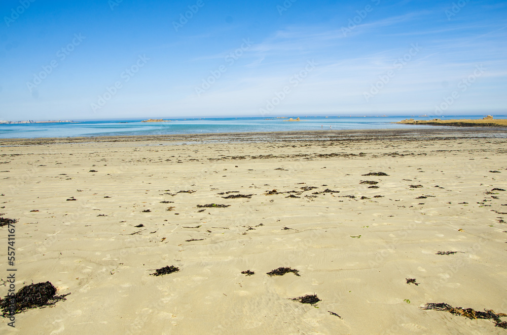 Coast of the Atlantic Ocean and low tide, sea on the coast of France Coast of the Atlantic Ocean and low tide, sea on the coast of France