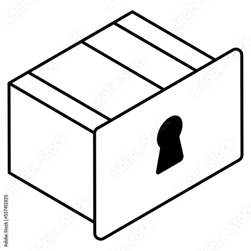 Creative design icon of secure drawer 