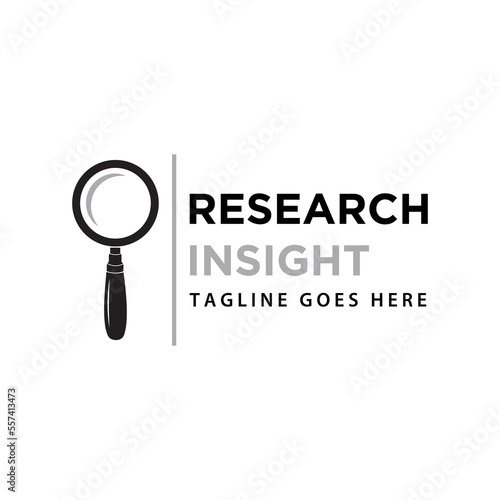 Magnifier vector flat isolated image.Research insight logo icon vector template. Research logo with simple and elegant magnifying glass symbol.
