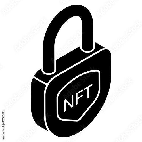 Flat design icon of nft security 