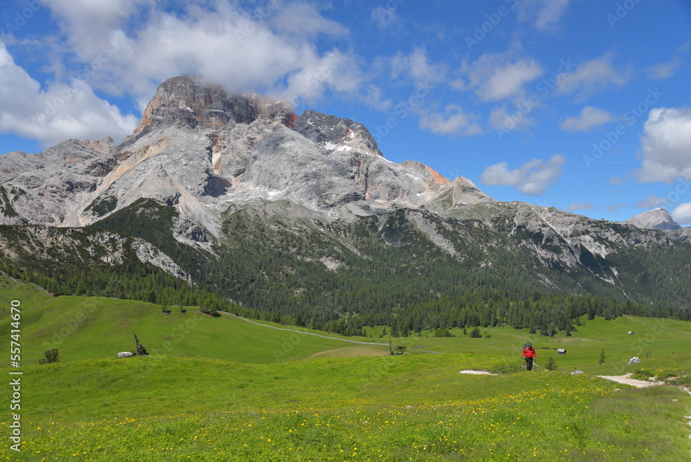 Landschaft Plätzwiese und Berg Hohe Gaisl in Südtirol