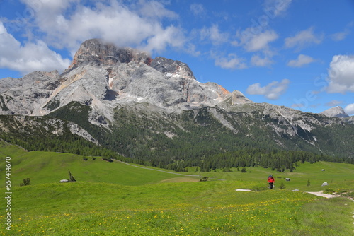 Landschaft Plätzwiese und Berg Hohe Gaisl in Südtirol