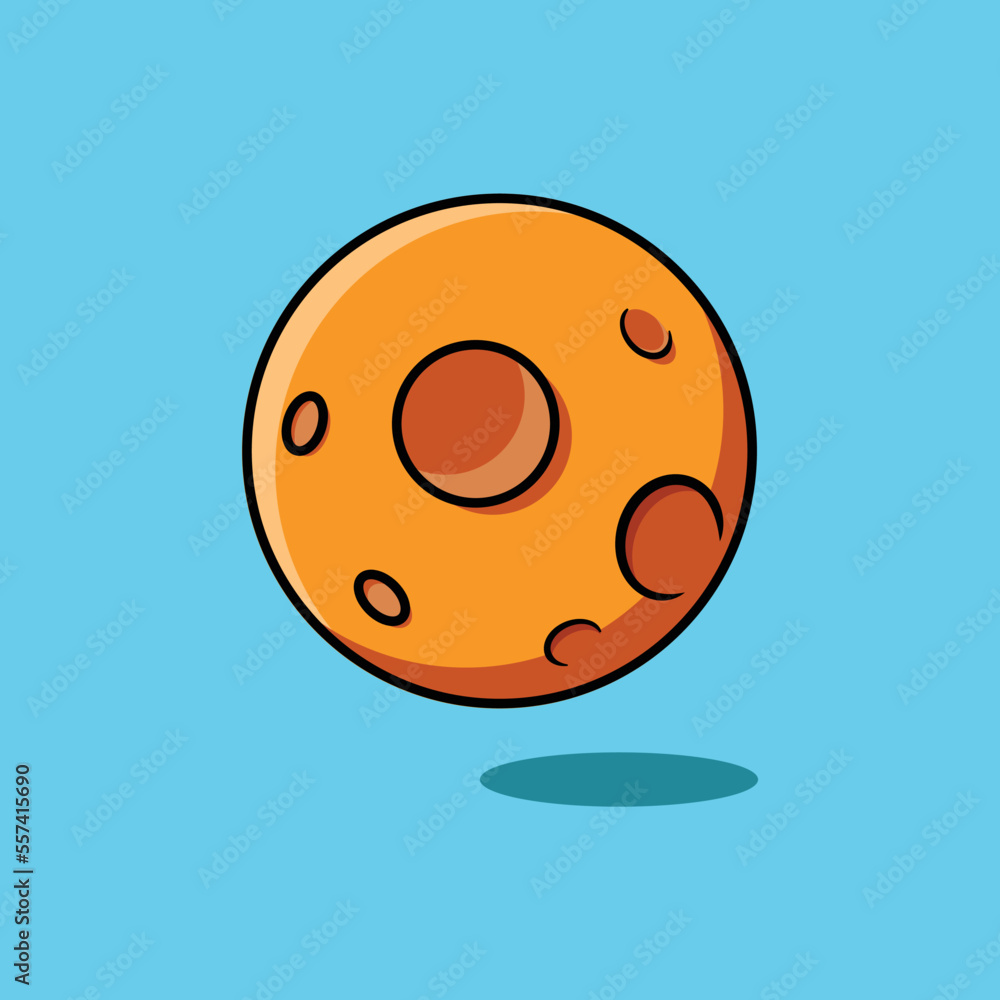Fototapeta premium Cute moon cartoon vector icon illustration on blue background
