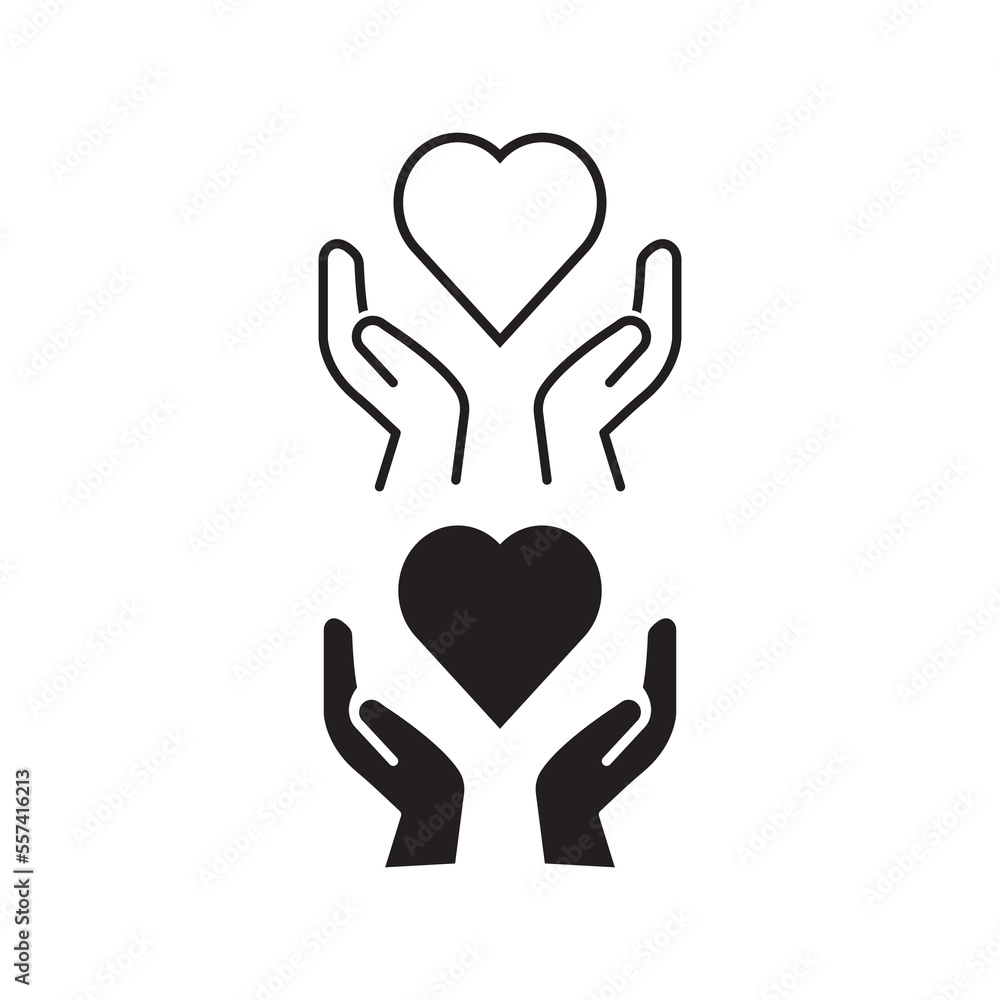Hand holding heart line and glyph icon. Charity and donation concept, solidarity. Heart health care for apps and website. Editable stroke. Vector illustration. Design on white background. EPS 10 Hand holding heart line and glyph icon. Charity and donation concept, solidarity. Heart health care for apps and website. Editable stroke. Vector illustration. Design on white background. EPS 10
