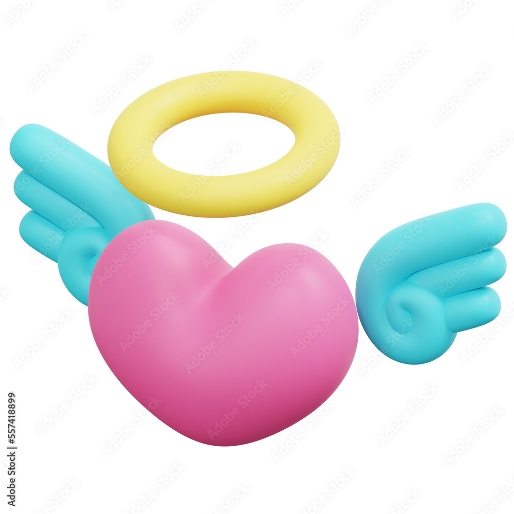 heart wings 3d render icon illustration heart wings 3d render icon illustration