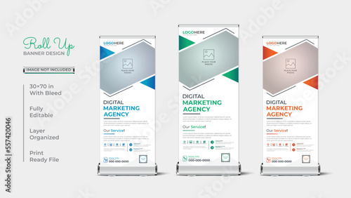 Modern business display roll up and rack card banner design
