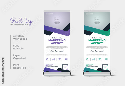 Roll up and rack card banner template design