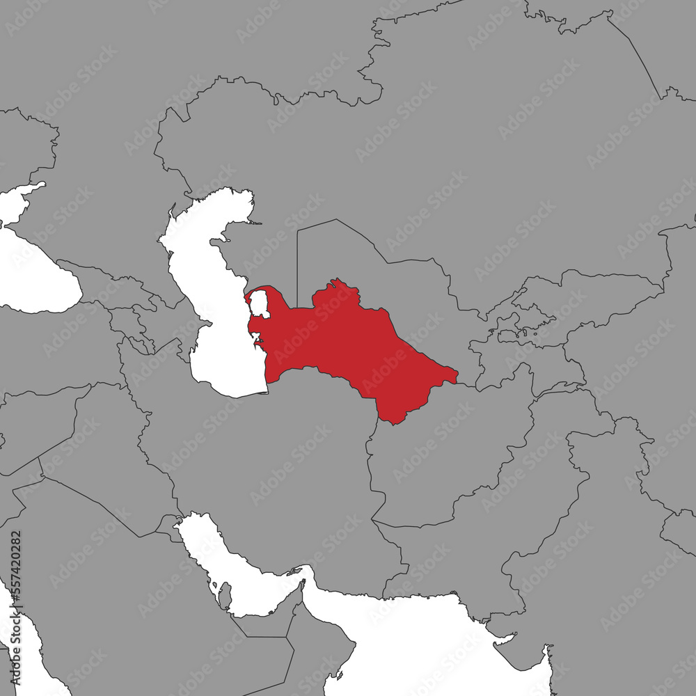 Turkmenistan on world map. Vector illustration.