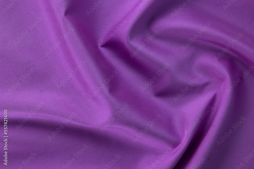 Fototapeta premium 3 smooth purple cotton Texture, curved silk background, pattern. Texture of purple silk fabric. Beautiful emerald soft silk.