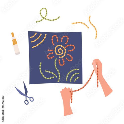 Handcraft creative workshop. Handmade hobby, creative work and art. Hands create crafts. Making decorative craftwork. Art crafts class vector banner for children