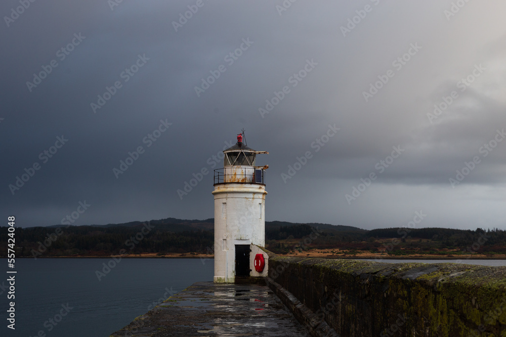 Scottish Lighthouse on a cold winter morning 
