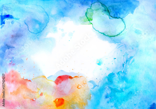 Rainbow multicolor cloud background party smoke abstract watercolor illustration background bright colors