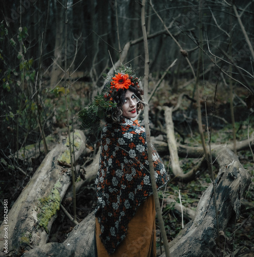 person walking in the forest