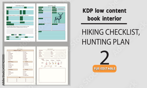 HIKING CHECKLIST, HUNTING PLAN, JOURNAL, LOG BOOK