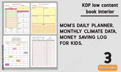 Mom’s Daily Planner, MONEY SAVING LOG FOR KIDS, MONTHLY CLIMATE DATA