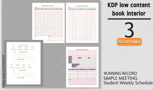 RUNNING RECORD, SIMPLE MEETING MINUTES LOG,  Student Weekly Schedule