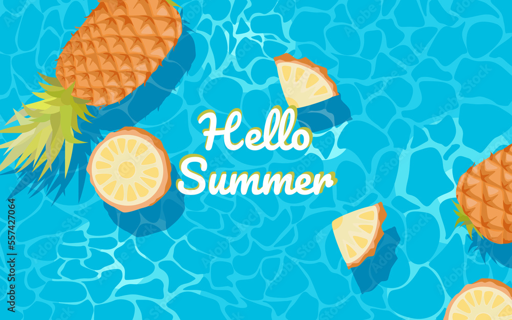 Cute summer background in flat design style
