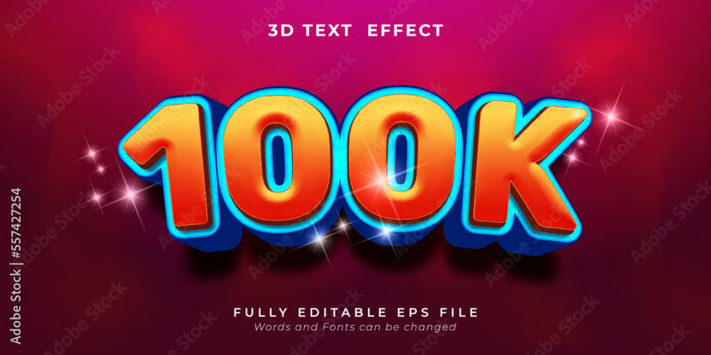 100K text editable three dimension text effect style