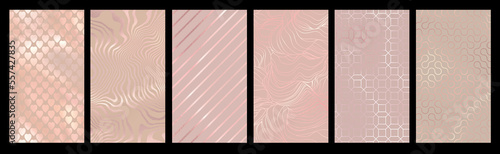 Εκτύπωση καμβά Set of pale pink metallic enchanting textures - elegancy fancy graphic templates