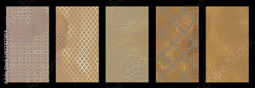 Set of golden metallic deluxe textures - aureate elegance graphic templates kit
