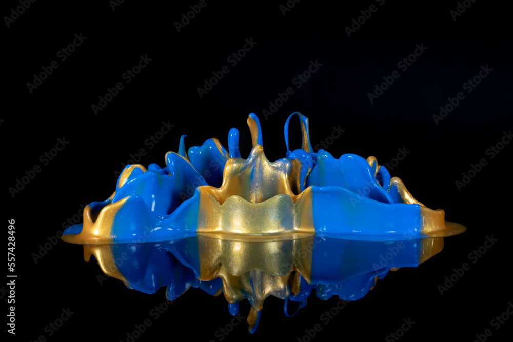 Liquid in motion, blue and gold