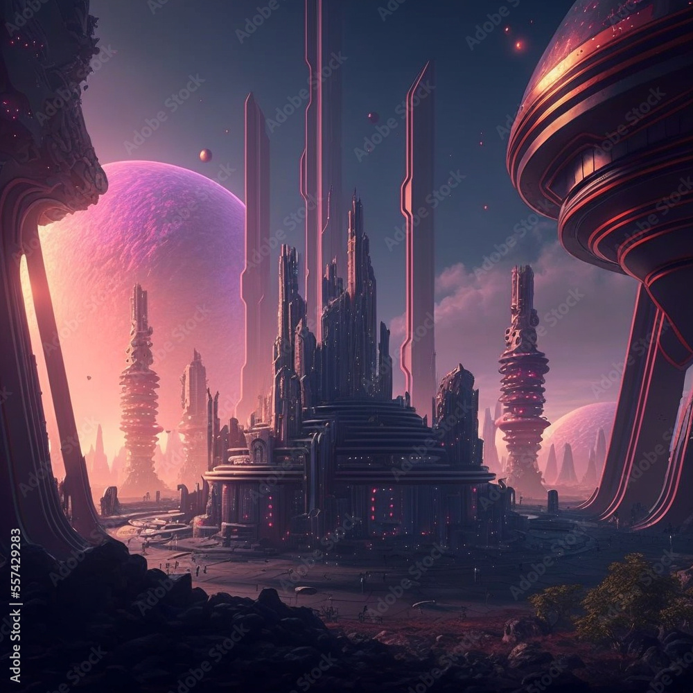 Ai generated art of a futuristic sophisticated city in the galaxy ...