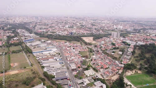 Sorocaba, São Paulo, Brazil - Circa August 2022: Sorocaba top view by drone