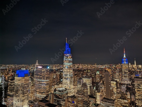 NYC skyline at night in Manhattan