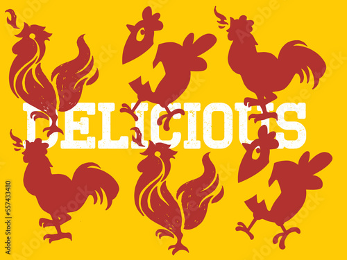 rustic fire chicken logo, hen flame hot symbol vector icon illustration, modern gradient logo , fast food restaurant app icon