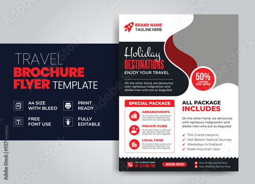 Vacation travel brochure flyer design template. Summer brochure template