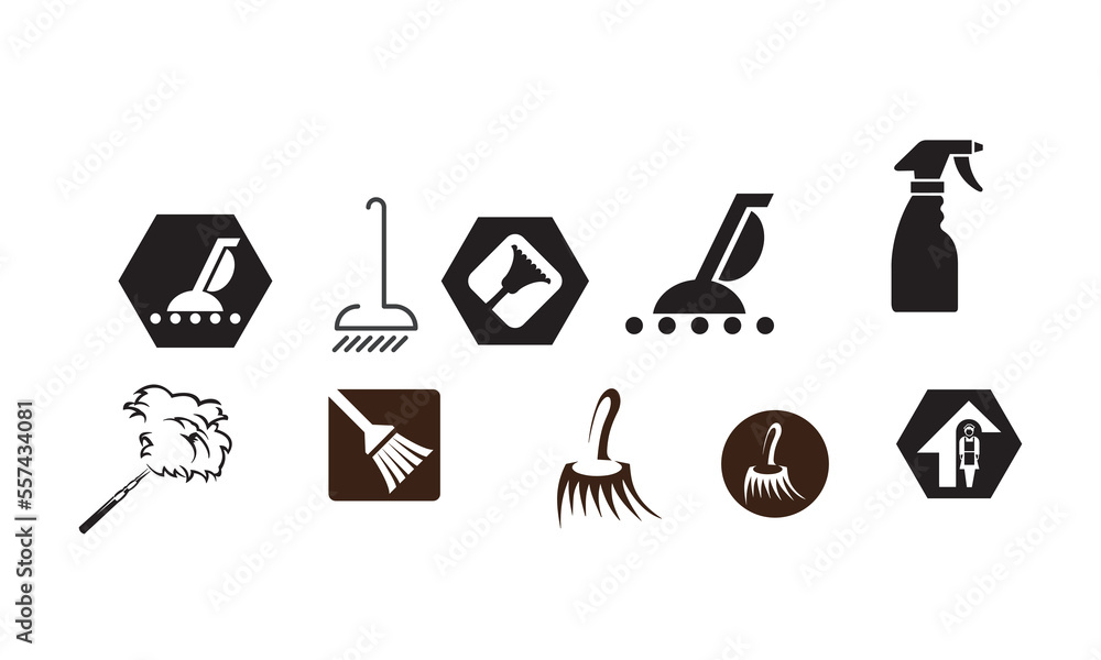 Obraz premium background, icon, vector, woman, logo, design, people, isolated, vintage, art, house, illustration, home, girl, label, white, retro, black, work, brush, cute, graphic, sign, cleaning, young, beautiful