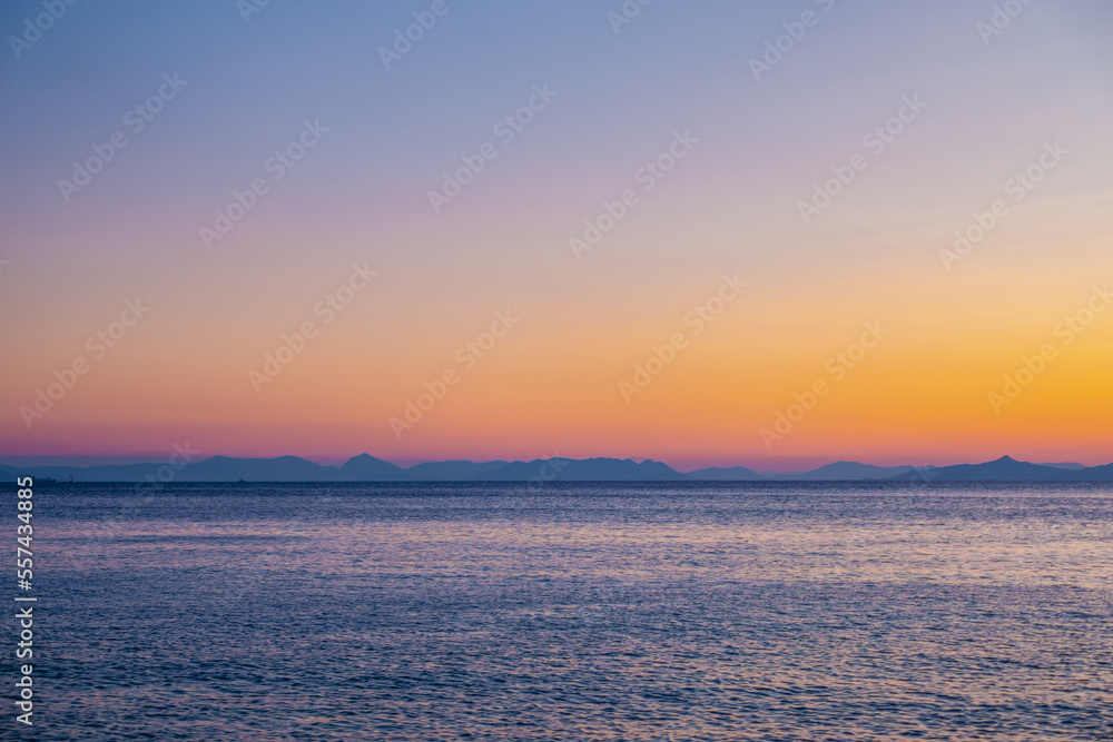 Vibrant sunset over Greek islands Vibrant sunset over Greek islands