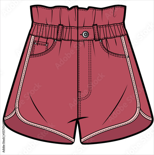 DOLPHIN HEMLINE SHORTS FOR WOMEN AND TEEN GIRLS IN EDITABLE VECTOR